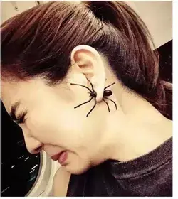 Punk Funny Novelty Style - 1 Side Matte Black Spider Earrings