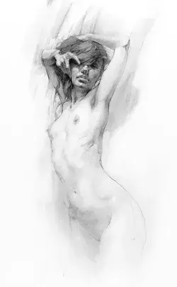 Female Nude Pencil Sketch. Art