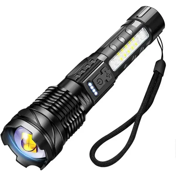 A76 Lampe Torche led Ultra Puissante 20000 Lmens Lampe de Poche usb Rechargeable 7 Modes Lampe Torche Tactique avec Clip pour Camping Randonnée