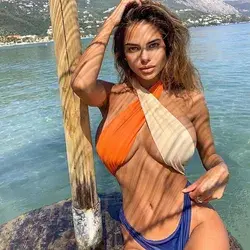 2023 Women Push Up Bikini Set Sexy Summer Patchwork Split Swimming Suits Girls Hollow Out Swimwear Bathing Suit Biquini Bañador Blue Orange-S