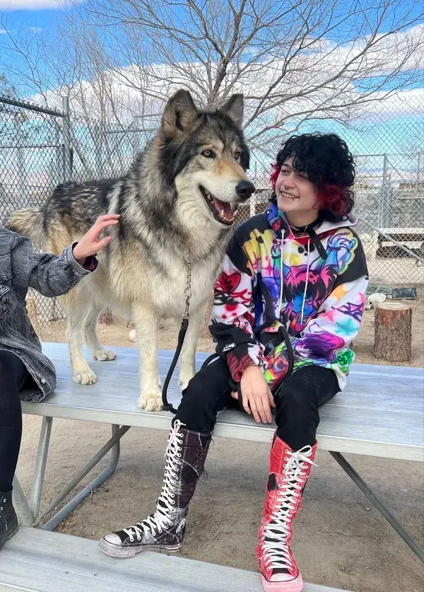 Emo kid with wolf