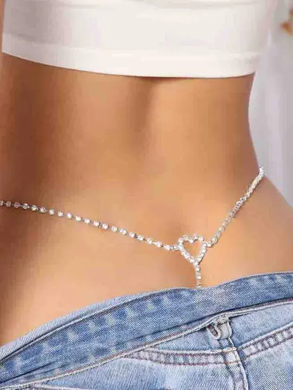 Rhinestone Heart Decor Body Chain