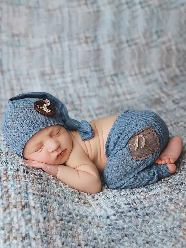 Newborn Photography Pocket Patched Trousers & Hat