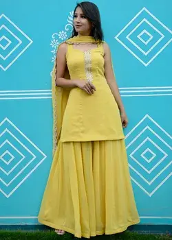 Readymade Yellow Georgette Sharara Suit