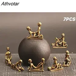 Athvotar Mini Vintage Brass Sexy Decorative Keychain Ornament Craft Figurines 2-Posture For Home Bar Party Desk Decoration Gift 601-1 7pcs