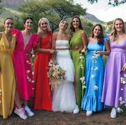 Colourful bridesmaids dresses