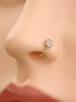 Cubic Zirconia Flower Decor Nose Cuff