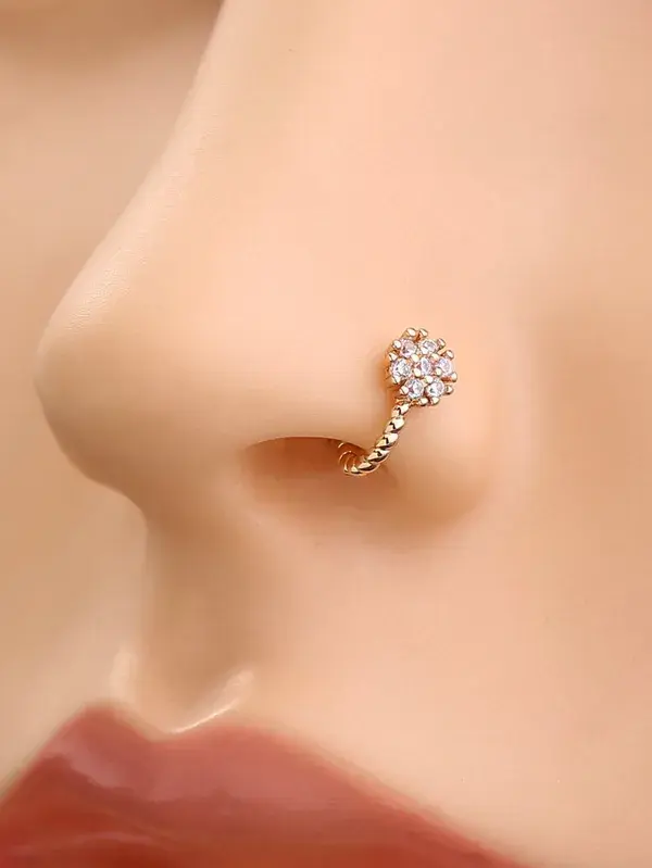 Cubic Zirconia Flower Decor Nose Cuff