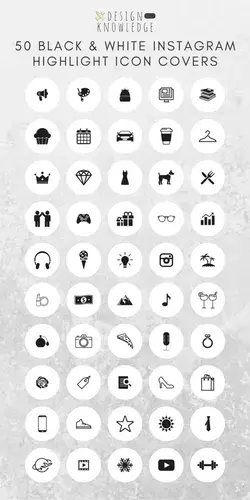 50 Instagram Story Highlight Icon Covers - Black & White | Instagram Story Highlight Icons | Instagr