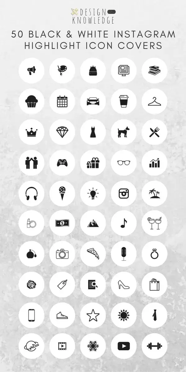 50 Instagram Story Highlight Icon Covers - Black & White | Instagram Story Highlight Icons | Instagr