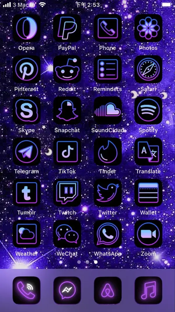 Neon purple ios 14 icons