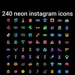 240 neon highlight instagram icons. Beautiful social media icons. Digital download.