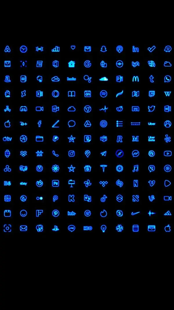 Neon blue icons for apps