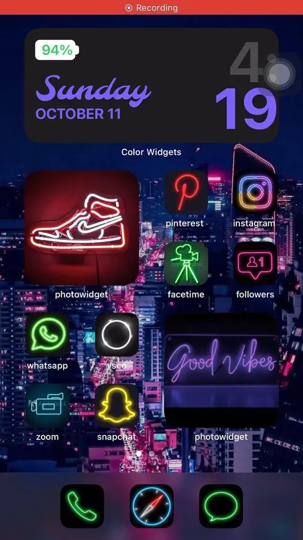 ios 14 neon aesthetic