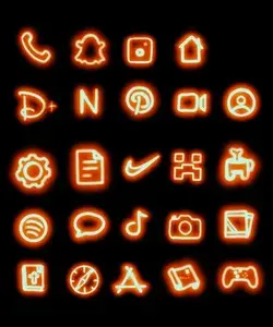 Orange Neon App Icons