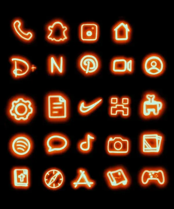 Orange Neon App Icons