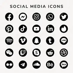 Social media icons vector set with facebook, instagram, twitter, tiktok, youtube logos Free Vector