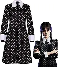 Wednesday Addams Dress Kids, Wednesday Addams Costume for Adult Kids Wednesday Addams Family Thing