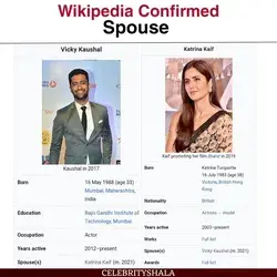 Wikipedia Confirmed! Katrina Vicky Kaushal