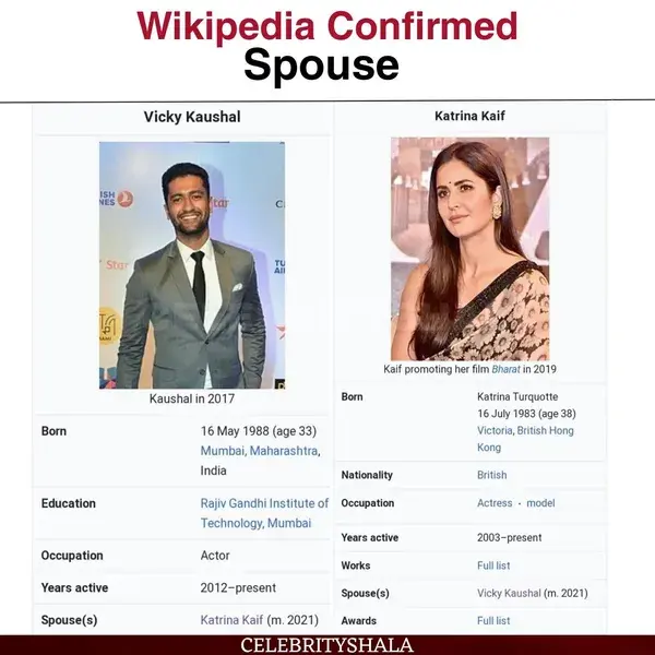 Wikipedia Confirmed! Katrina Vicky Kaushal