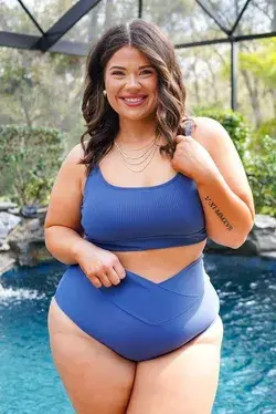 Seaside Scooped Swim Top - 2X / OCEAN BLUE