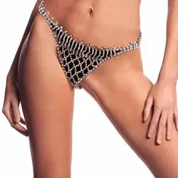 Bikini Net Briefs Bodies Ornaments Waist Chain Crystal Mesh Panty Jewelry Gifts