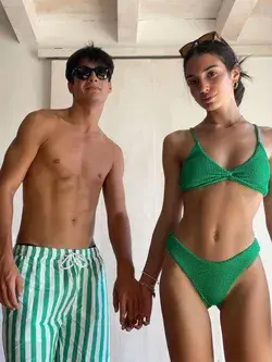 Twisted Striped Matching Couple Swimwear