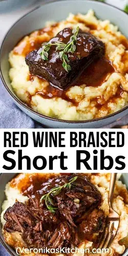 Red Wine Braised Short Ribs in Dutch Oven | Veronika's Kitchen