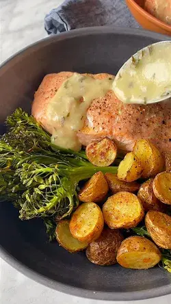 Sheet Pan Baked Salmon with Lemon Sauce