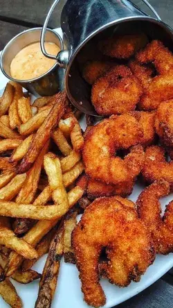 Fries prawns 🍤 with Fries 🍟