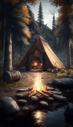 Tent in jungle camping aesthetic Wallpaper background nature wallpaper 1080p HD wallpaper for iphone