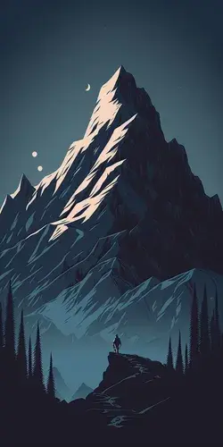 Big mountain with alone man in Dark