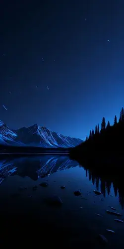 Mountain Serenity: Nighttime Lake Reflection | AI ART