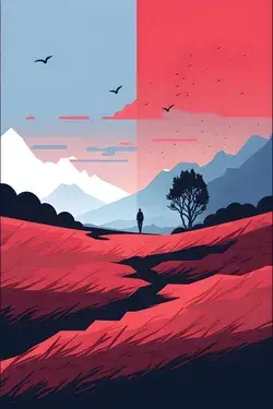 red and blue landscape