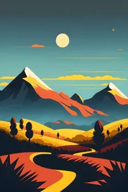minimalist illustration of landscape and nature