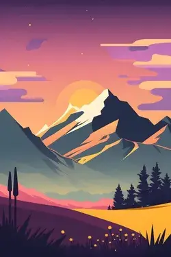 landscape sunset mountain view trees