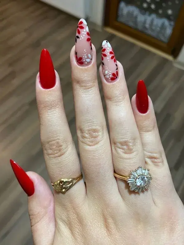 Latest red colour nail design art for 2023