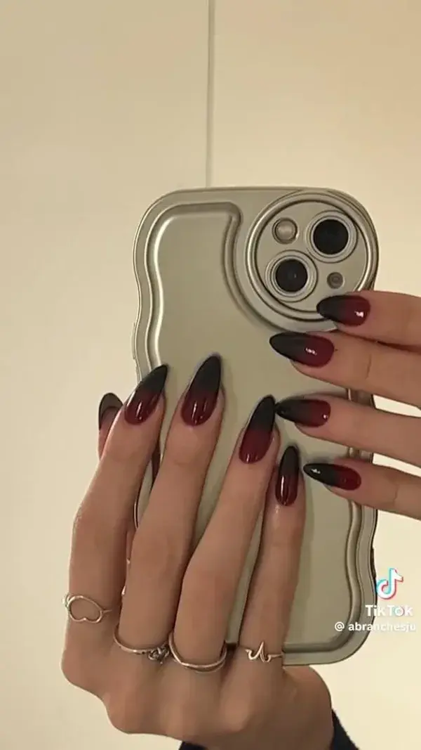 Red and black stiletto nails