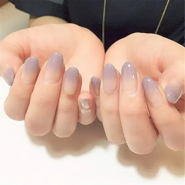 Nude Pink Purple fake nails 