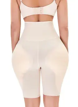 Champagne High Waisted Double Layer Shapewear Shorts With Butt Lifter
