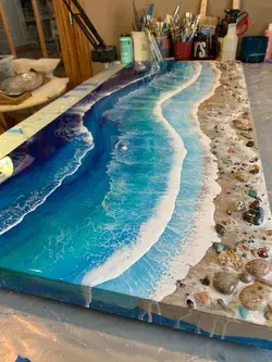 Beach resin art waves