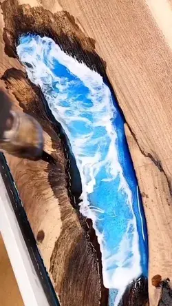 Wooden + resin table | by @backyardresin on IG