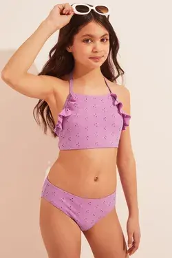 Girls Lipsy Lilac Broderie Bikini -  Purple