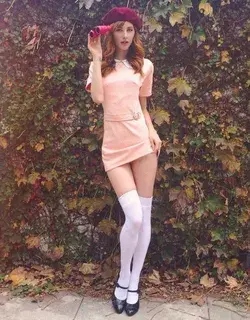 Mini Dress and Knee Socks.