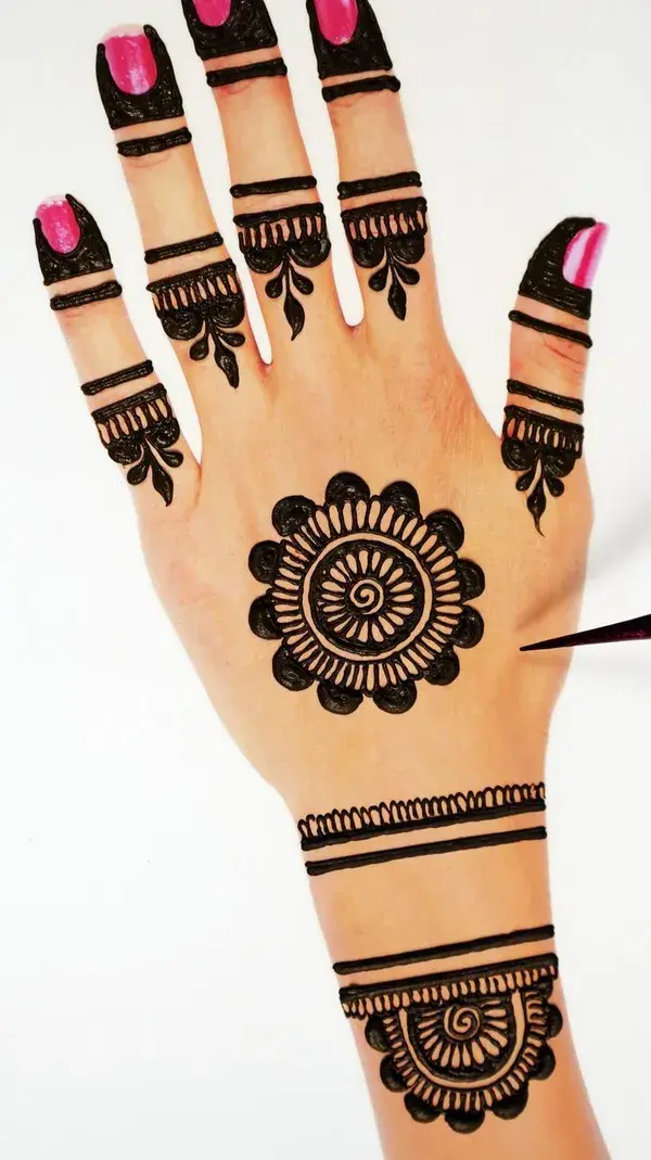 New Mandala Mehandi Design For Karwachauth - Simple Back Hand Arabic Mehndi Design