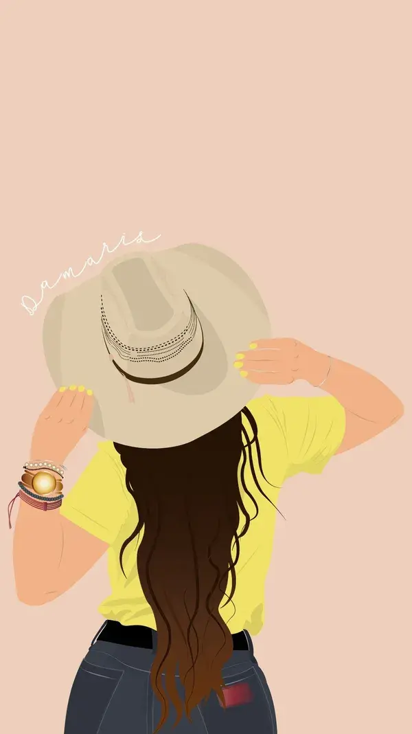 Wallpaper illustration. Cowgirl looking at the horizon