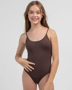 Topanga Girls' Sacha One Piece Swimsuit in Brown | Size 12