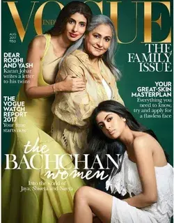 Vogue India August 2017
Models: Shweta and Jaya Bachchan & Navya Naveli Nanda