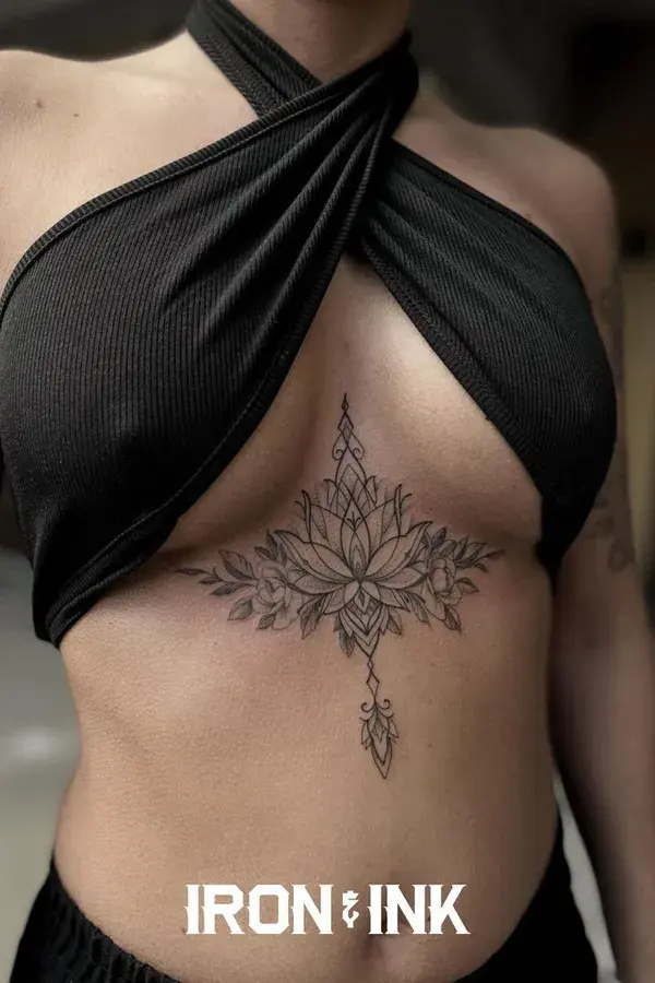 Fineline underboob tattoo