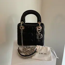 DIOR - (New) Mini Lady Dior Bag, Black Cannage Lambskin